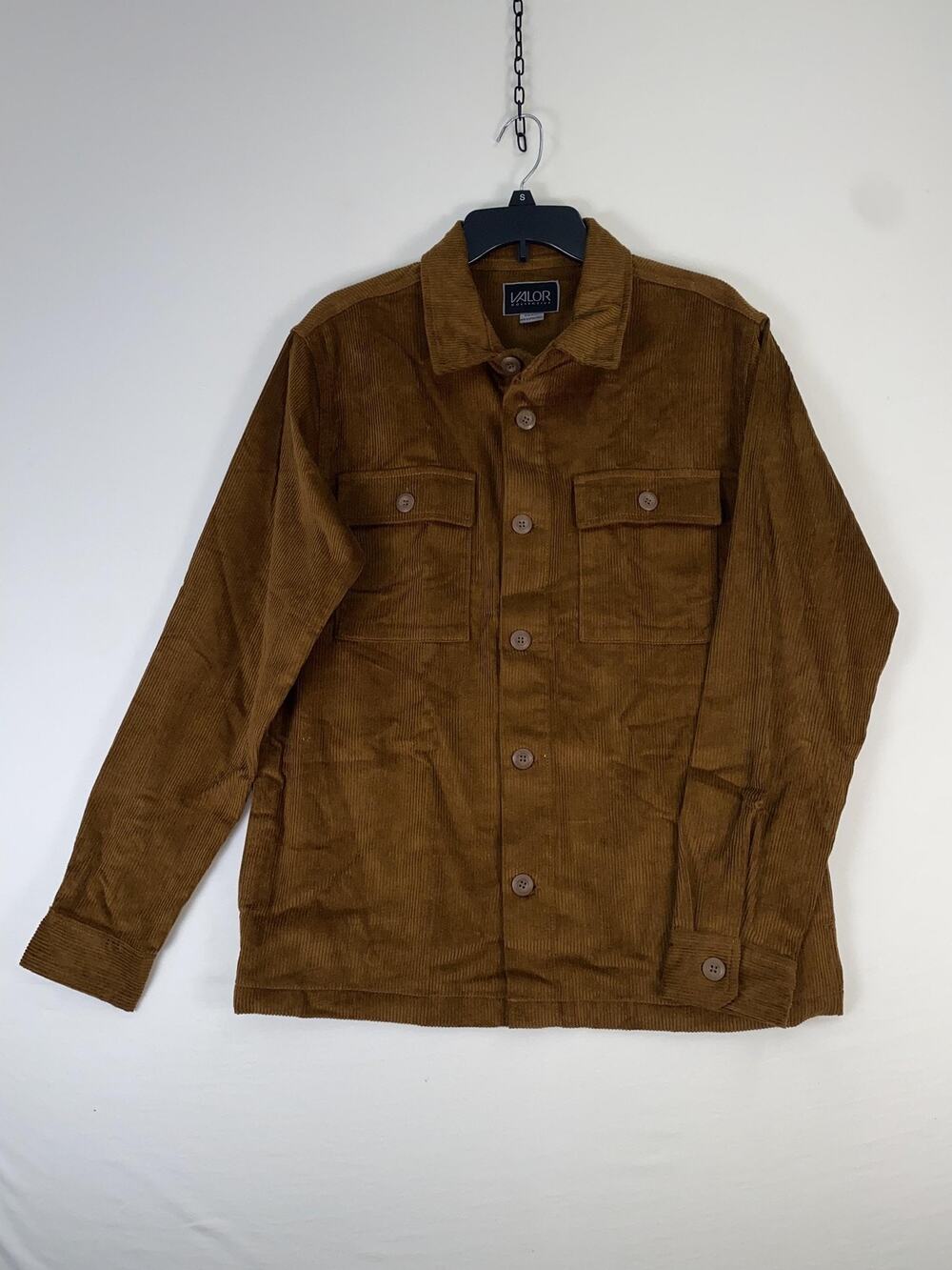 Valor Collective Jacket Mens Small Brown Corduroy Button Front Military Casual